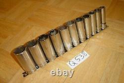 Snap-on Tools 11 Piece 1/2 Drive Sae. Deep Chrome Socket Set 6 Point 313tsya