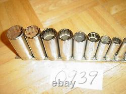 Snap-on Tools 11 Piece 3/8 Drive Sae. Deep Chrome 12 Point Socket Set 211sfy