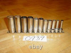 Snap-on Tools 11 Piece 3/8 Drive Sae. Deep Chrome 12 Point Socket Set 211sfy