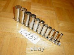 Snap-on Tools 11 Piece 3/8 Drive Sae. Deep Chrome 12 Point Socket Set 211sfy