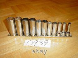 Snap-on Tools 11 Piece 3/8 Drive Sae. Deep Chrome 12 Point Socket Set 211sfy