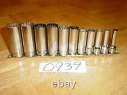 Snap-on Tools 11 Piece 3/8 Drive Sae. Deep Chrome 12 Point Socket Set 211sfy