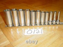 Snap-on Tools 11 Piece 3/8 Drive Sae. Deep Chrome 6 Point Socket Set 211sfsy