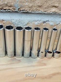 Snap-on Tools 110STMY 3/16-9/16 1/4 Drive 10pc 6-Point Deep Chrome Socket Set