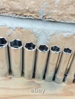 Snap-on Tools 110STMY 3/16-9/16 1/4 Drive 10pc 6-Point Deep Chrome Socket Set