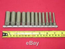 Snap-on Tools 12 Piece Metric 1/4 Drive 6 Point Deep Socket Set On Socket Rail