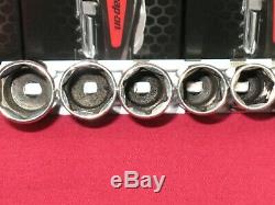 Snap-on Tools 12 Piece Metric 1/4 Drive 6 Point Deep Socket Set On Socket Rail