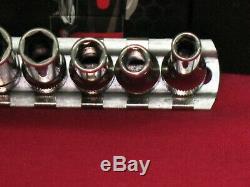 Snap-on Tools 12 Piece Metric 1/4 Drive 6 Point Deep Socket Set On Socket Rail