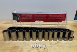 Snap-on Tools 12pc 3/8 Metric Semi Deep Socket Set 212FSMSY Flank Drive 8-19mm