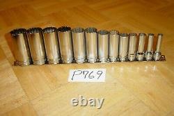 Snap-on Tools 13 Piece 3/8 Drive Sae. Deep Chrome Socket Set 12 Point 214sfy