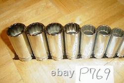 Snap-on Tools 13 Piece 3/8 Drive Sae. Deep Chrome Socket Set 12 Point 214sfy