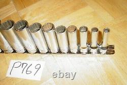 Snap-on Tools 13 Piece 3/8 Drive Sae. Deep Chrome Socket Set 12 Point 214sfy