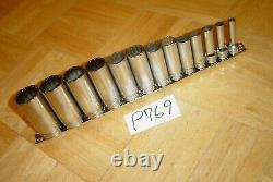 Snap-on Tools 13 Piece 3/8 Drive Sae. Deep Chrome Socket Set 12 Point 214sfy