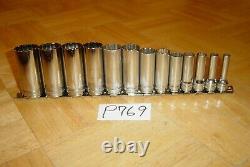 Snap-on Tools 13 Piece 3/8 Drive Sae. Deep Chrome Socket Set 12 Point 214sfy