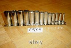 Snap-on Tools 13 Piece 3/8 Drive Sae. Deep Chrome Socket Set 12 Point 214sfy