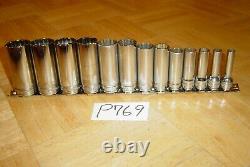 Snap-on Tools 13 Piece 3/8 Drive Sae. Deep Chrome Socket Set 12 Point 214sfy