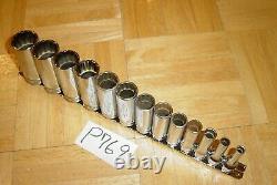 Snap-on Tools 13 Piece 3/8 Drive Sae. Deep Chrome Socket Set 12 Point 214sfy