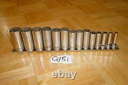 Snap-on Tools 14 Piece 3/8 Drive Sae. Deep Chrome Socket Set 12 Point 214sfy