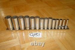 Snap-on Tools 14 Piece 3/8 Drive Sae. Deep Chrome Socket Set 12 Point 214sfy