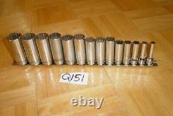 Snap-on Tools 14 Piece 3/8 Drive Sae. Deep Chrome Socket Set 12 Point 214sfy