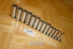 Snap-on Tools 14 Piece 3/8 Drive Sae. Deep Chrome Socket Set 12 Point 214sfy