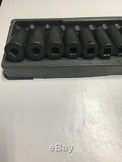 Snap on Tools 15pc 1/2 Drive 6 Point Metric Deep Impact Flank Drive Sockets
