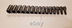 Snap-on Tools 15pc 3/8 Drive Metric Chrome Semi-Deep MASTER Socket Set 212FSMSY