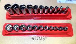 Snap-on Tools 3/8 Drive SAE Shallow & Deep 12-Point Socket Sets 211FY 211SFSY