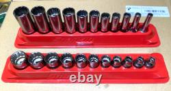 Snap-on Tools 3/8 Drive SAE Shallow & Deep 12-Point Socket Sets 211FY 211SFSY