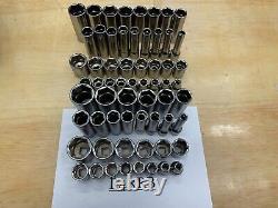 Snap-on Tools NEW 1/2 Drive 62PCs SAE METRIC 6pt Shallow & Deep Socket Lot Set