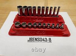 Snap-on Tools NEW 20pc 1/4 Drive SAE Shallow & Deep 12 Point Chrome Socket Sets