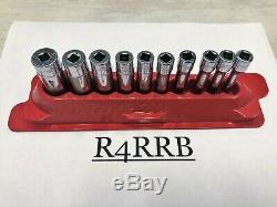 Snap-on Tools USA 1/4 Drive SAE Deep 12 Point Chrome Socket Set 110STMDY withgm