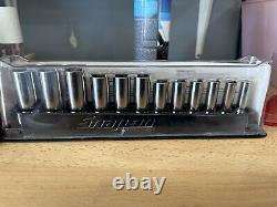 Snap-on Tools USA 11pc 3/8 Drive SAE 6 Point Deep Chrome Socket Set 211SFSY