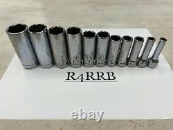 Snap-on Tools USA 11pc 3/8 Drive SAE 6 Point Deep Chrome Socket Set 211SFSY id