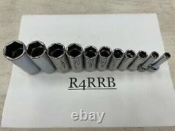 Snap-on Tools USA 11pc 3/8 Drive SAE 6 Point Deep Chrome Socket Set 211SFSY id