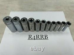 Snap-on Tools USA 11pc 3/8 Drive SAE 6 Point Deep Chrome Socket Set 211SFSY id