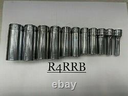 Snap-on Tools USA 11pc 3/8 Drive SAE 6 Point Deep Chrome Socket Set 211SFSY id