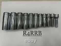 Snap-on Tools USA 11pc 3/8 Drive SAE 6 Point Deep Chrome Socket Set 211SFSY id