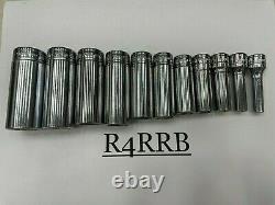 Snap-on Tools USA 11pc 3/8 Drive SAE 6 Point Deep Chrome Socket Set 211SFSY id