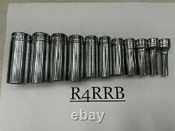 Snap-on Tools USA 11pc 3/8 Drive SAE 6 Point Deep Chrome Socket Set 211SFSY id