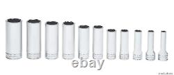 Snap-on Tools USA 11pc 3/8 Drive SAE 6-point Deep Chrome Socket Set, 211SFSY