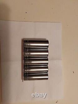 Snap-on Tools USA NEW 1/2 Drive 5 Piece Metric 6 Point Deep Chrome Socket Set