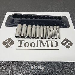 Snap-on Tools USA NEW 11pc 1/4 Drive 12-POINT Metric Deep Socket Set 111STMMDY