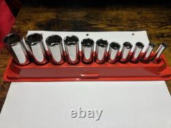 Snap-on Tools USA NEW 11pc 3/8 Drive SAE 6 Point Deep Chrome Socket Set 211SFSY