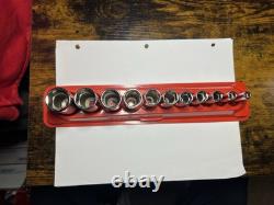 Snap-on Tools USA NEW 11pc 3/8 Drive SAE 6 Point Deep Chrome Socket Set 211SFSY