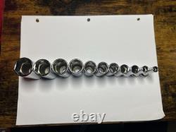 Snap-on Tools USA NEW 11pc 3/8 Drive SAE 6 Point Deep Chrome Socket Set 211SFSY