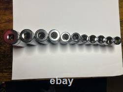 Snap-on Tools USA NEW 11pc 3/8 Drive SAE 6 Point Deep Chrome Socket Set 211SFSY
