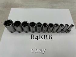 Snap-on Tools USA NEW 11pc 3/8 Drive SAE 6 Point Semi Deep Socket Set 211FSSY