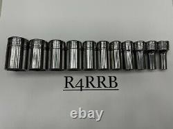 Snap-on Tools USA NEW 11pc 3/8 Drive SAE 6 Point Semi Deep Socket Set 211FSSY