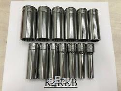 Snap-on Tools USA NEW 13pc 1/2 Drive SAE Deep 12 POINT Chrome Socket Set 313SYA